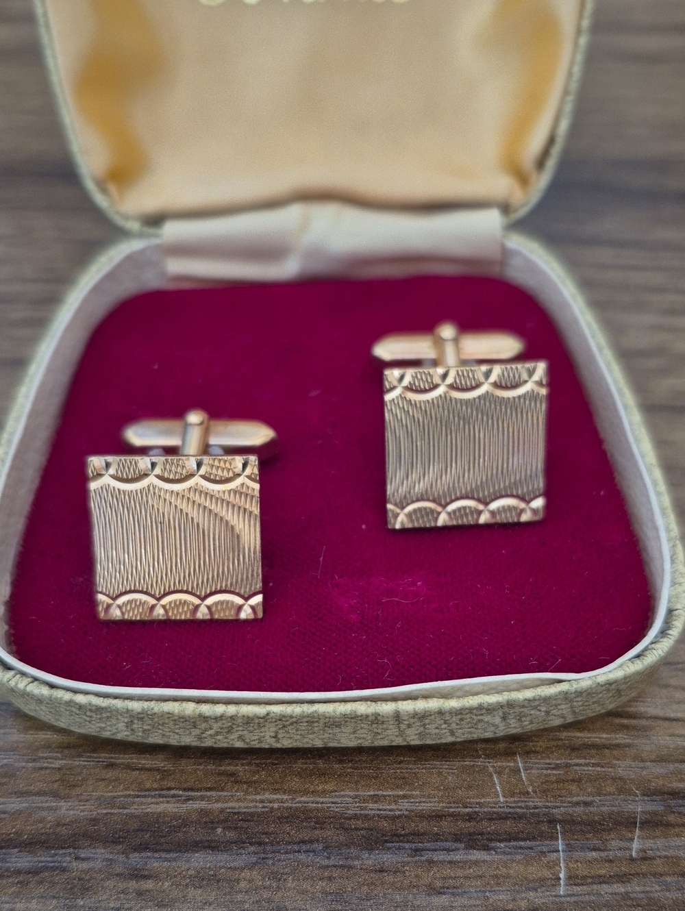 Vintage W.Germany Engraved Square Cufflinks - Classic Men's Accessory